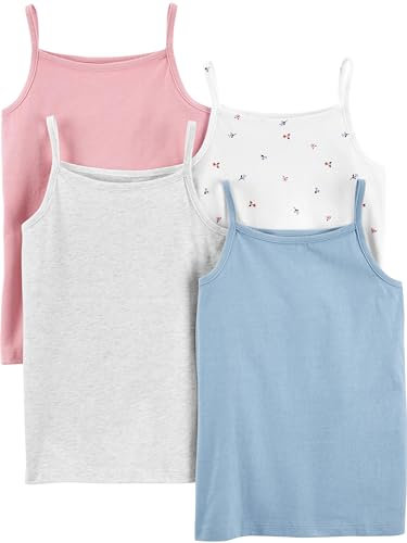 Simple Joys by Carter's Tank Tops, Pack of 4 Chemise, Rose/Bleu Chiné, 5-6 Ans (Lot de 4) Garçon