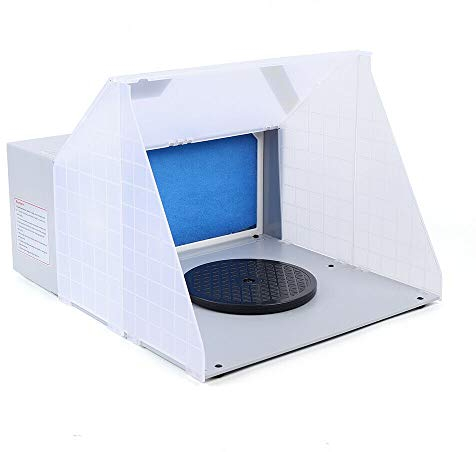 Futchoy Cabine d'Aspiration Aérographe Cabine Peinture Portable avec Plateforme Rotative pour Pulvériser des Modèles et des Gâteaux | 47 DB