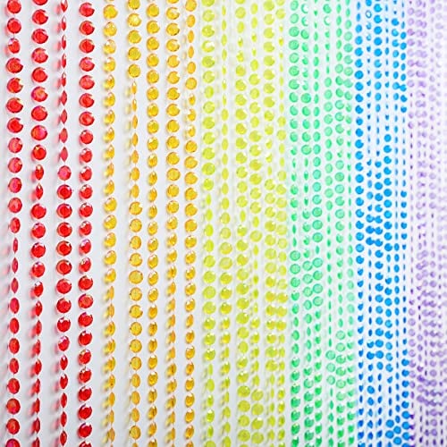 FlavorThings, Diamantschliff-Perlenvorhang, für Tür, Schrank, Party, Hochzeit, Trennwand, Kinderzimmer-Dekoration, bunt, Diamantschliff-Perlenvorhang, Regenbogenfarben, 91 x 183 cm