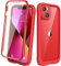 Diaclara Compatible with iPhone 13 Case, 360 Full Body Rugged Case with Built-in Touch Sensitive Anti-Scratch Screen Protector, Shockproof TPU Bumper Case Cover Designed for iPhone 13 6.1 - Red