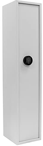 Rottner Waffenschrank S1 Yukon 5, Elektronikschloss, lichtgrau, BxH 30x145 cm, inkl. Befestigungsmaterial, Platz für 5 Langwaffen, Innentresor, Schaumstoffwaffenhalter, Putzstockhalter
