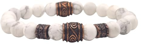 NAHLE | Wikinger Armband | Howlith 8mm Viking Stretch- Armband | handgemachtes Perlenarmband | mit edler Schmuckschachtel