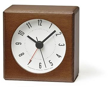 Lemnos Meteor Wecker - Analog Ohne Ticken, Reisewecker in Japanischer Qualität Aus Holz Gefertigt, Batteriebetrieben - Farbe Braun
