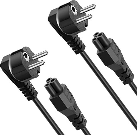 C5 Kabel 1.8m, CYD 2 Stück C5 Euro 3-Pin Netzkabel Stromkabel, 3Pin AC Stromkabel, 10A-16A 250V für Laptop Netzteile, Scanner, Drucker und LED TV Monitore