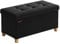 SONGMICS Cassapanca, Pouf Contenitore, Poggiapiedi Pieghevole 38 x 76 x 40 cm, Ottomano con Gambe in Legno, Regge fino a 300 kg, per Soggiorno, Camera da Letto, Dormitorio, Nero Inchiostro LSF016B11
