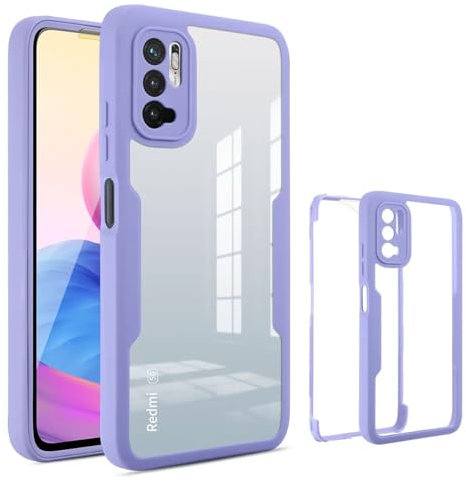 FMPCUO Silicona Líquida Carcasa Compatible con Xiaomi Mi 10 Lite 5G 6.57 Funda,360 Grados con Protector de Pantalla Integrado[Sedoso-Tacto Suave][protección de la cámara]，Púrpura