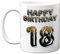 18th Birthday Gift for Men - Black Gold Glitter Balloons - Happy Birthday Mug Present for 18 Year Old Son Brother Grandson Cousin Friend, 11oz Ceramic Dishwasher Safe Coffee Mugs Cup
