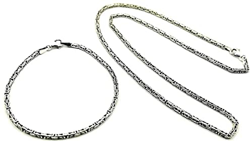 Königskette Massiv Rund 925 Echt Silber oxidiert 2,5 Breite, Halskette (50-60cm Länge) oder Armband (20cm Länge) Kette, mit Schmuckbox, Herren-Schmuck Geschenkidee Vatertag, Männer (50, Halskette)