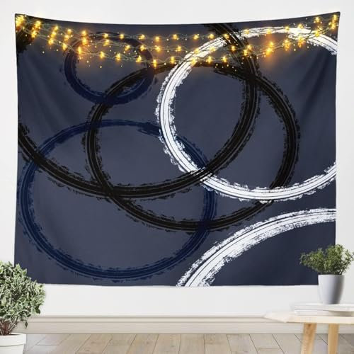 Sxakswol Wandteppich Groß Geometrie Wandbehang Runden Tapisserie 3D Wandtuch Geometrie Wandteppiche Aesthetic für Wohnzimmer Schlafzimmer Wohnheim Wanddeko, 150x200 cm