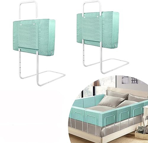 JOIEYOU Bettgitter Bettschutzgitter Rausfallschutz Bett 60cm Bettgitter 5 Loch Höhenverstellbar Bettumrandung Bettkantenschutz Absturzsicheres (60cm, Grünersee)