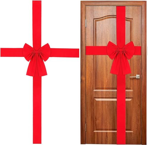 LATERN 2 Stück Weihnachts Schranktür Schleife, Große Rote Schrank Schleifen Weihnachtsbaum Schleife Weihnachtskranz Schleife Festivalverpackung für Weihnachtsbaum Kamin Haustür Dekorationen