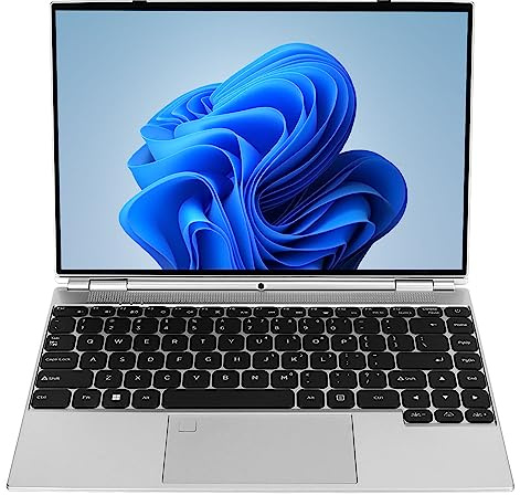 DAUZ Tablette Ordinateur Portable, Quad Core CPU Bureau Ordinateur Portable Lecteur D'empreintes Digitales 14 Pouces RVB Écran Tactile Rétroéclairé pour La Famille (16 Go + 512 Go