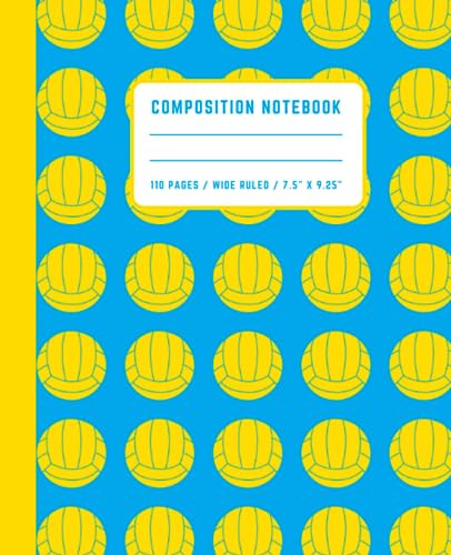 Water Polo Sport Composition Notebook: Wide Ruled Pages | Water Polo Pattern Cover | 7.5 x 9.25