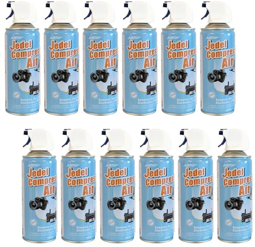 12 x 400ml Compressed Air Can Powerful Blow Duster Spray Multi Purpose Cleaner CPC Free with Strew for Fans PC Laptop Camera (12pcs Pack)