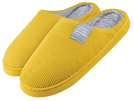 Milaloko Zapatillas Blandas de Peluche Para Mujeres y Hombres Para Mantener las Zapatillas Calientes en Invierno, Amarillo, 40-41