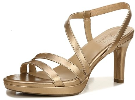 Naturalizer Womens Brenta Heeled Sandal Bronze Pearl 9.5 W