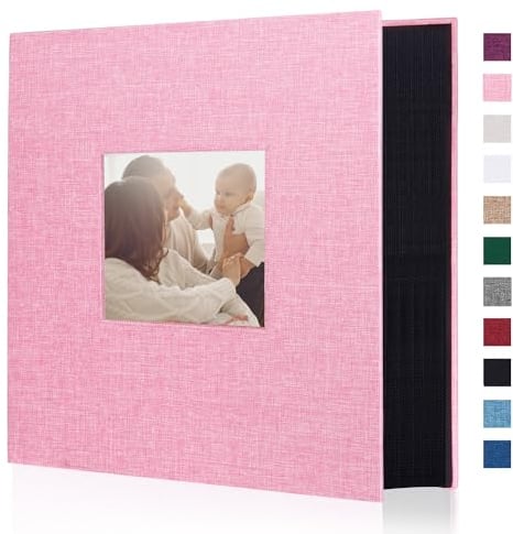 Miaikoe Fotoalbum 10x15 1000 Leinen Album Slip in großer Kapazität für Familie Hochzeitstag Album Buch hält 1000 horizontale und vertikale 10x15cm Fotos Rosa