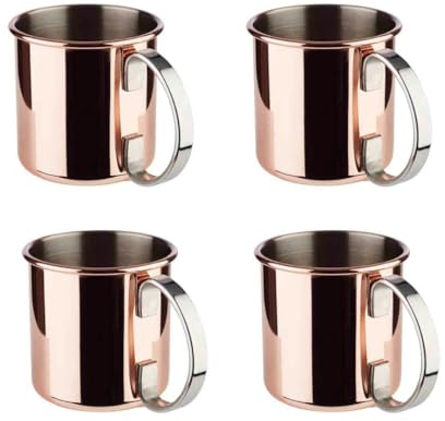 APS 98517 Becher MOSCOW MULE 4-er Set, Ø 9 cm, Höhe 10 cm, 0,5 Liter, Edelstahl, Kupfer-Look