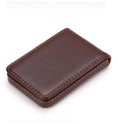 TopHomer Braun Visitenkartenetui aus PU-Leder mit Magnetverschluss, Namenskartenetui, Brieftaschenhalter für Geschäftsleute, Unternehmen