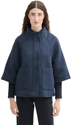 TOM TAILOR Damen 1042901 Cape Jacke, 35897-Nighttime Blue Melange, XXL