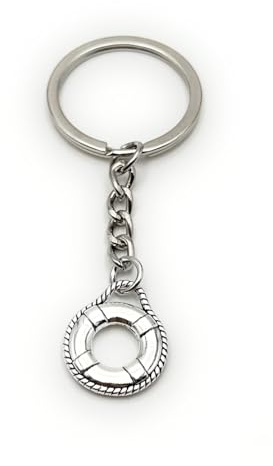 H-Customs Rettungsring Schwimm Hilfe Ring Schlüsselanhänger Anhänger aus Metall Silber