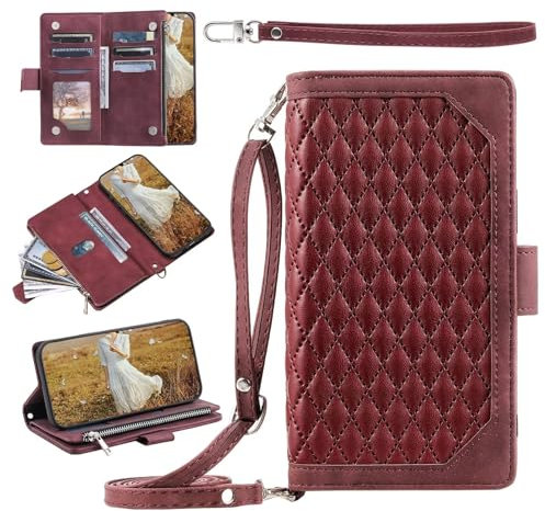 Beajew Handyhülle für LG K40 Hülle, Flip Lederhülle Tasche Case Magnet Kartenfach Schutzhülle, Premium PU-Leder Handyhülle mit Kartenfach,Standfunktion, Rot