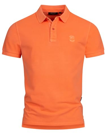 Indicode Herren INJorah Poloshirt aus 100% Baumwolle | Herrenpoloshirt Polokragen Baumwollshirt Neon Orange, XL