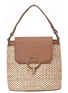 TAZIZI Damen-Umhängetasche aus Stroh, Umhängetasche, Umhängetasche, Handtasche, Kuriertasche, Tragetasche, BN, 20x12x21cm