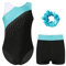 Oyolan Mädchen Kinder Gymnastikanzug Turnanzug Glitzer Turnanzug Ballett Trikot Leotard mit Kurze Hose und Haarband Tanzkostüm Blau Grün 134-140