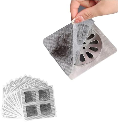 Paquet de 20 Filtres Adhésifs Anti Cheveux Jetables pour Evacuations, Filtre Cheveux Douche et Baignoire, Protection de Drain Filtre Evier Filtres Autocollants Blanc