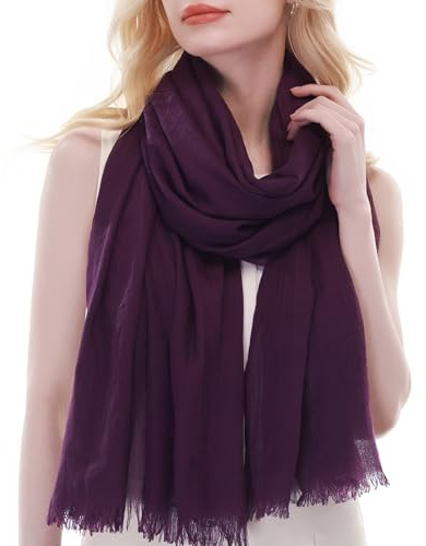RIIQIICHY Purple Scarf for Women Ladies Lightweight Scarves Pashmina Shawls Wraps Wedding Head Neck Scarfs