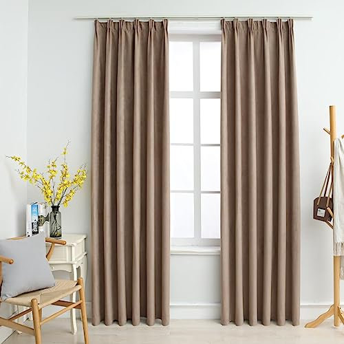 UJCHVHN Casa Giardino Tende Oscuranti con Ganci 2 pz Taupe 140x245 cm