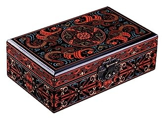 CUISGOR Jewlery Box Retro Style Han Pattern Lacquerware Jewelry Box Classical Wooden Lacquer Box Chinese Style Gift Box High-end Gift Box Jewelery Box(A)