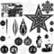 BRUBAKER 128 Stück Premium Christbaumschmuck - XXL Weihnachtskugel Set mit Glitzer Kugeln, Eiszapfen, Diamant Anhänger, Bonbon, Nikolaus Stiefel und Baumspitze Stern - Baumschmuck - Schwarz