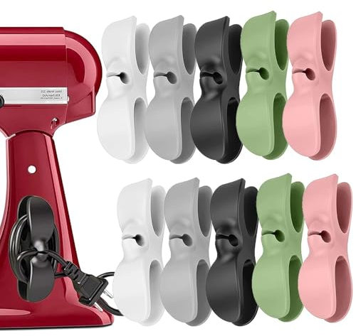 Singphere Kabel Organizer für Geräte, 6 Stück Kabelaufwickler Selbstklebend Kabelclips Kabelhalter Kabelwickler Kabelführung Kabelverkürzer Kabelaufwicklung für Küchengeräte Mixer Reiskocher Air Fryer
