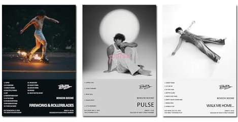 NBAAVBJV Benson Boone Poster, Albumcover, limitierte Auflage, ungerahmt, 20 x 30 cm, Leinwandposter, Schlafzimmer, Dekoration, Landschaft, Büro, Raumdekoration, Geschenk, 4 Stück