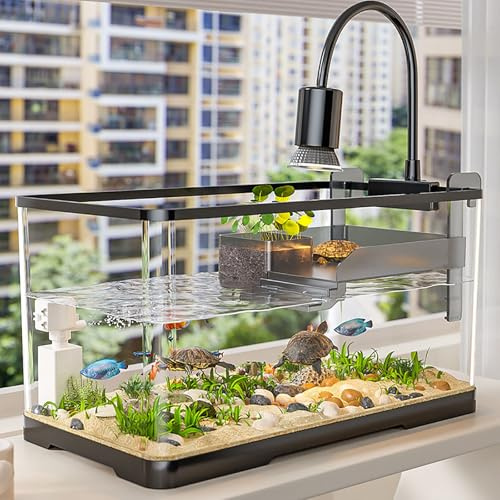 Aquarium complet pour tortue avec filtre et pompe à eau pour tortue et reptile (L)