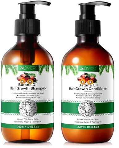 P-Beauty - Batana Öl Shampoo & Conditioner Set mit Rosmarin, sulfatfrei - Fördert Haarwachstum, spendet Feuchtigkeit & regeneriert, stärkt dünnes & geschädigtes Haar, bekämpft Spliss - alle Haartypen