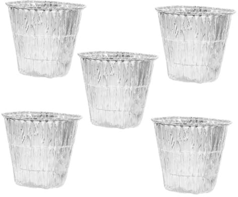 Doublures de Gril Jetables 5pcs en Aluminium Argenté, Résistantes à L'huile