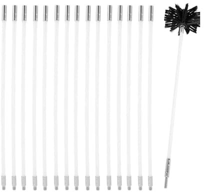 GOUJIAN Kaminbürsten-Set, Abluftset, Bürstenköpfe Mit Flexibler Stange, Kaminbesen, Set for Kamin, Trockner, Abluftrohr, Dunstabzugshaube Schornsteinreinigungsset(18 Rods,410mm)