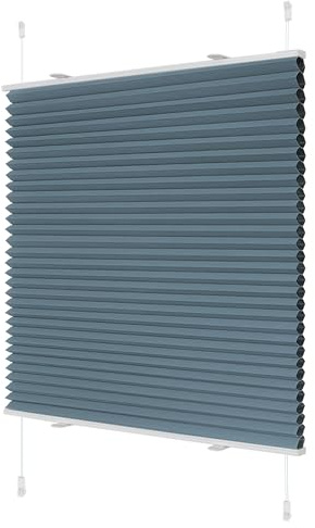 Wabenplissee ohne Bohren Verdunklung Plissee Klemmfix ohne Bohren Blau-Weiß 80x130cm(BxH) Thermo Doppelplissee 100% Blickdicht Jalousie für Fenster ohne Bohren Sanfree