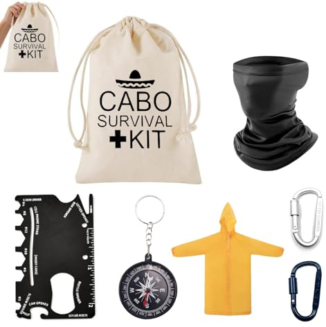 UZYXC Wundertüte für Erwachsene mit Survival Kit - Erste Hilfe Set Wandern Kompakt, Atemschutzmaske Karabiner Reisebesteck, Premium Geschenk für Wanderer, Notfallausrüstung Outdoor