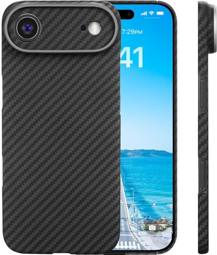 memumi Carbon Hülle für iPhone 17 Air, 0,5 mm Superdünne, Hülle aus echter Aramidfaser [1500D Aramidfaser] mit Fallschutz in Militärqualität für iPhone Air