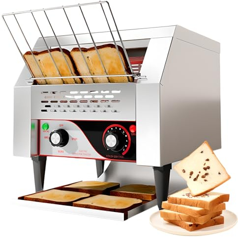 Commercial Conveyor Toaster, 2200W Electric Industrial Belt Toasters Oven, 300 Slices/Hour, Heavy Duty Stainless Steel Oven for Bun Bagel Bread Waffle Restaurant Buffet