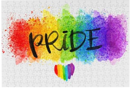 300-teiliges, farbenfrohes Regenbogenherz-Puzzle im Aquarellstil für Erwachsene und Senioren – LGBT-Pride-Puzzle aus Holz
