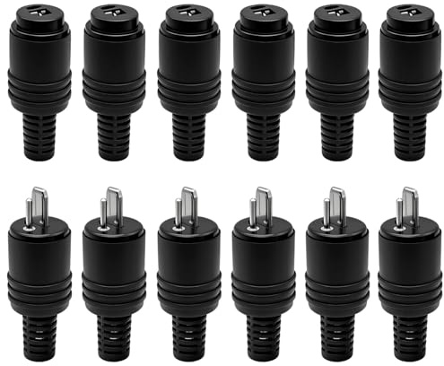 Hoembpn 12PCS 2-Pin DIN Plug Speaker Socket with Screw Terminals, DIN Speaker Jack Audio Connectors,6 Male+6 Female Hi-Fi Speaker Cable Adaptors for Secure Power Supply and Audio Signal Transmission