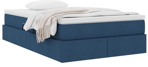 vidaXL Aufbewahrungsbett mit Matratze Blau 120 x 190 cm Polyester, Modernes Schlafzimmerdesign, ergonomisches Stauraum-Bettgestell, rechteckig, platzsparend, Taschenfederkernmatratze, Innenbereich