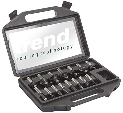 Trend 15-teiliges Fräser-Starter-Set, 1/2 Zoll Schaft, Hartmetallbestückt, Mit Aufbewahrungskoffer, SET/SS9X1/2TC