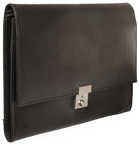 Exklusive A4 Aktenmappe Dokumentenmappe aus Leder, für Damen und Herren, Schwarz, Jahn-Tasche 1022