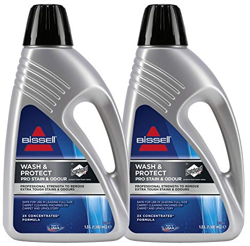 2 x Bissell Wash & Protect Pro Carpet Cleaner - 1.5 Litre 1.5L Concentrated Formula for Carpet Cleaning Machines - Contains Scotch guard.